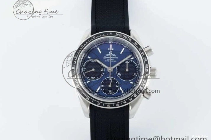 0601 SportInspired Speedmaster Racing Master SS HKF Best Edition Blue Black Dial on Black Rubber Strap A 7817